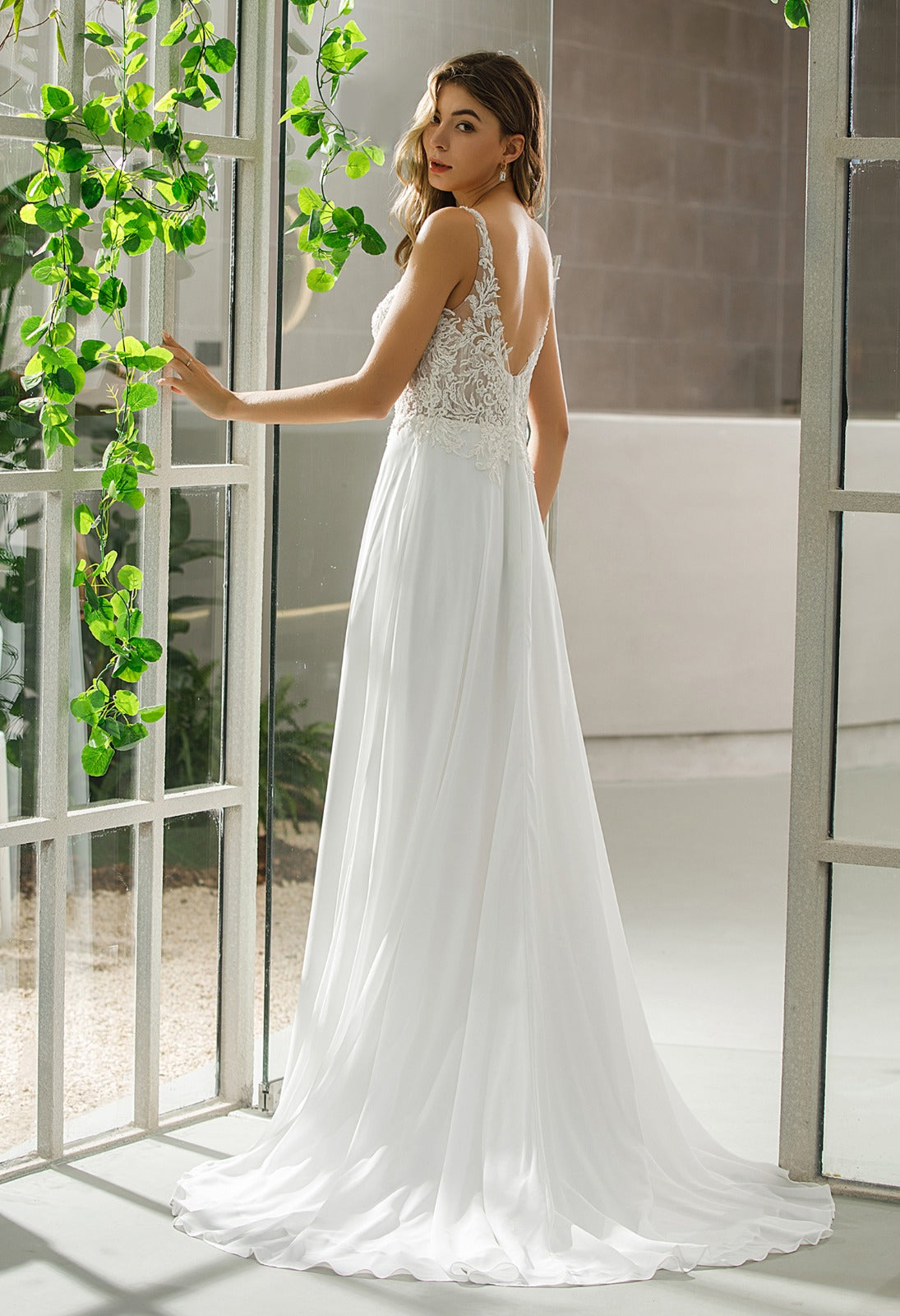 Eloise 2527: Lace A-Line Bridal Gown with Chiffon Skirt