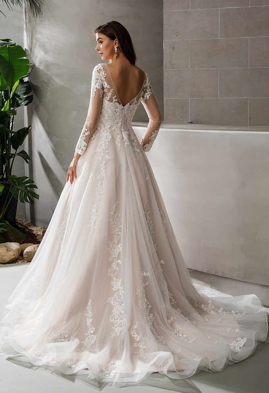 Elsie 2529: Pink Nude Princess Wedding Dress | J'Taime Bridal Swansea