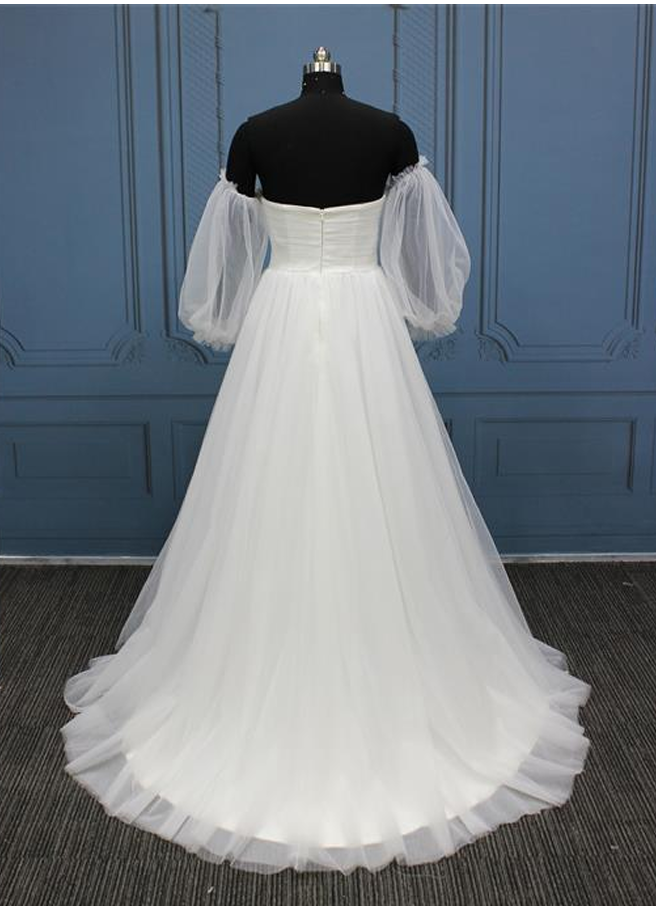 Tulle Ruched Bodice with Sleeves