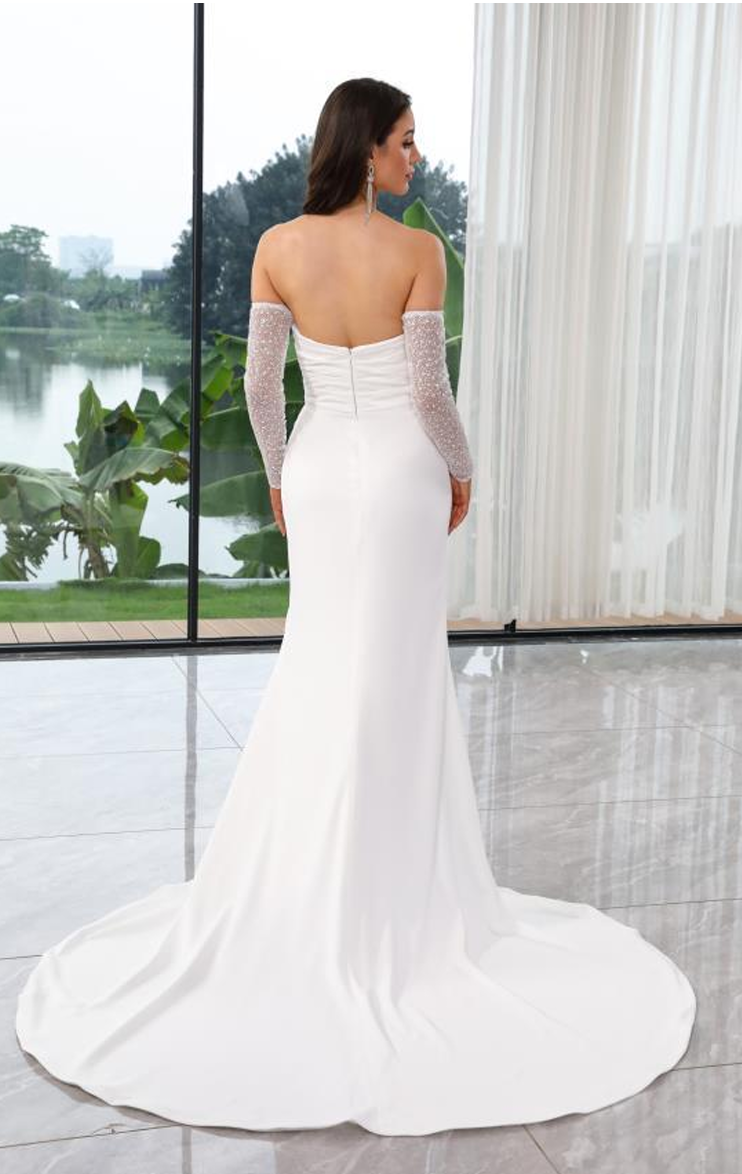 Beaded Crepe with Sleeves