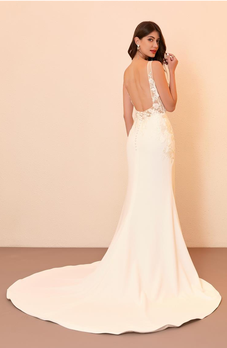 Lace Crepe Fitted Wedding Dress