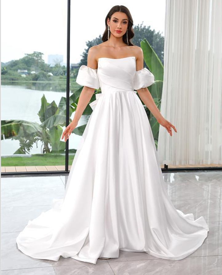 Satin A-Line Pleated Bodice