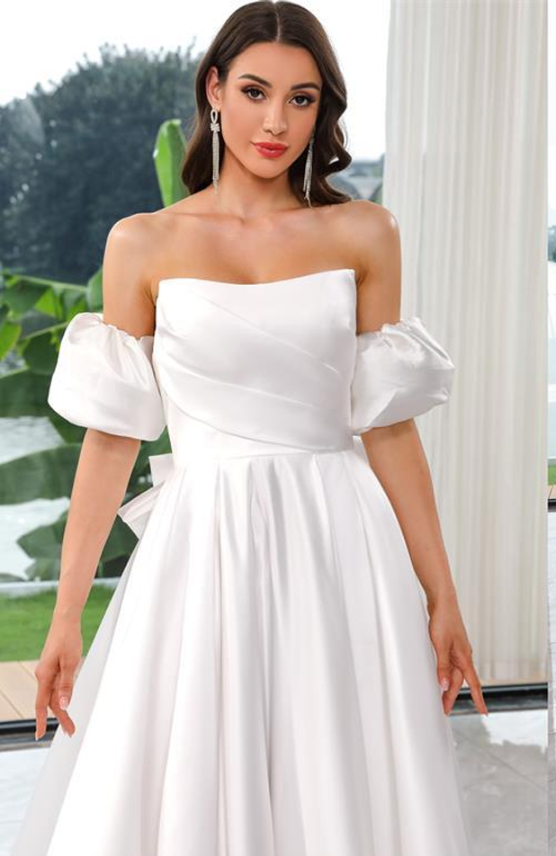 Satin A-Line Pleated Bodice