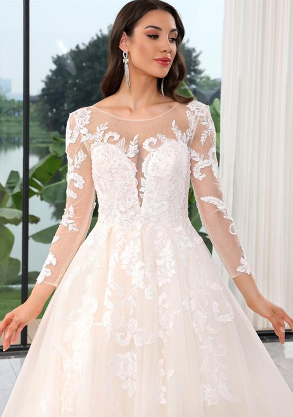 Long Sleeve Glittering Ballgown