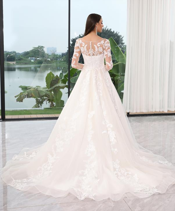 Long Sleeve Glittering Ballgown