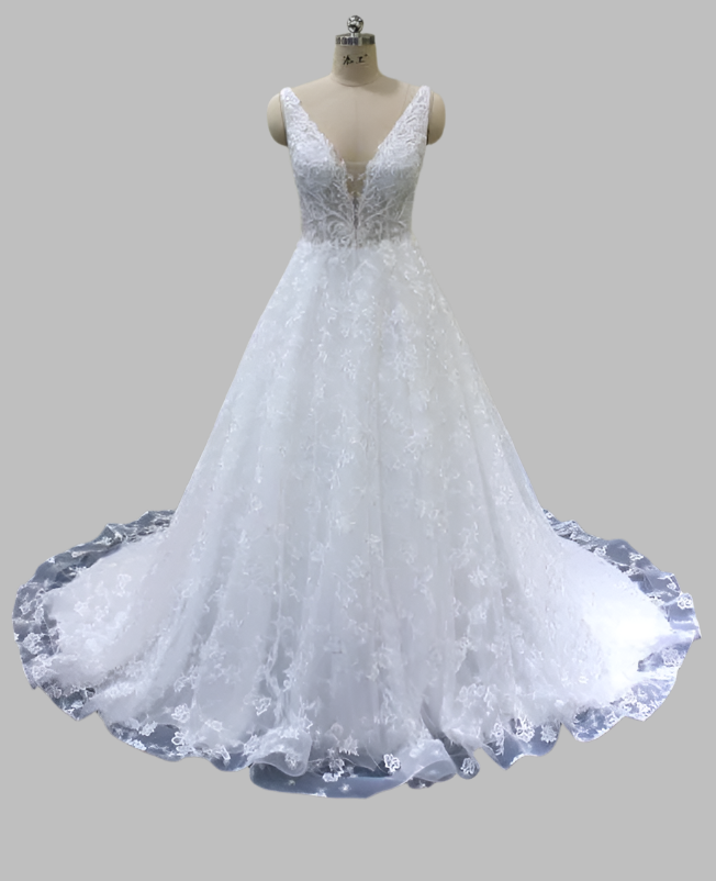 Beaded Lace A-Line Corset Back