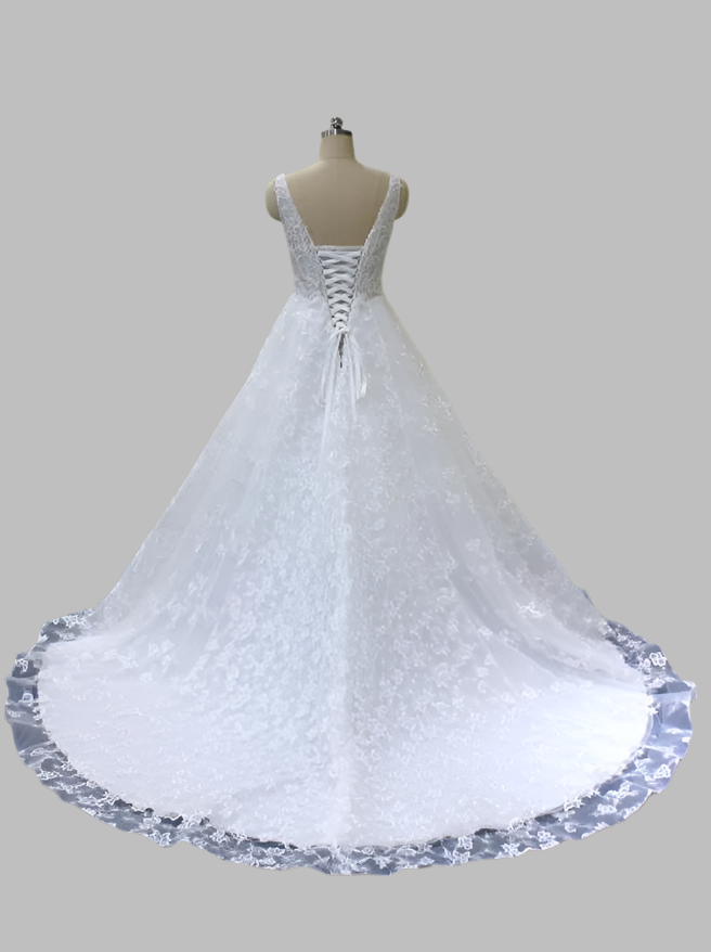 Beaded Lace A-Line Corset Back