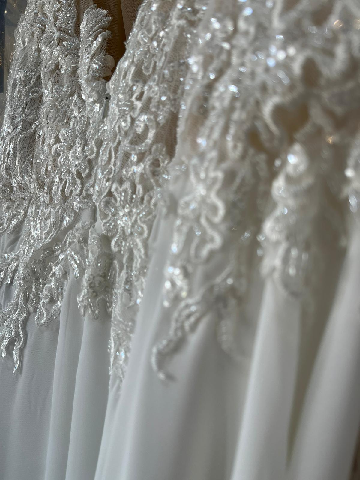Eloise 2527: Lace A-Line Bridal Gown with Chiffon Skirt