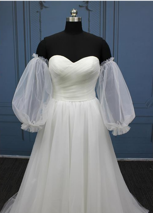 Tulle Ruched Bodice with Sleeves