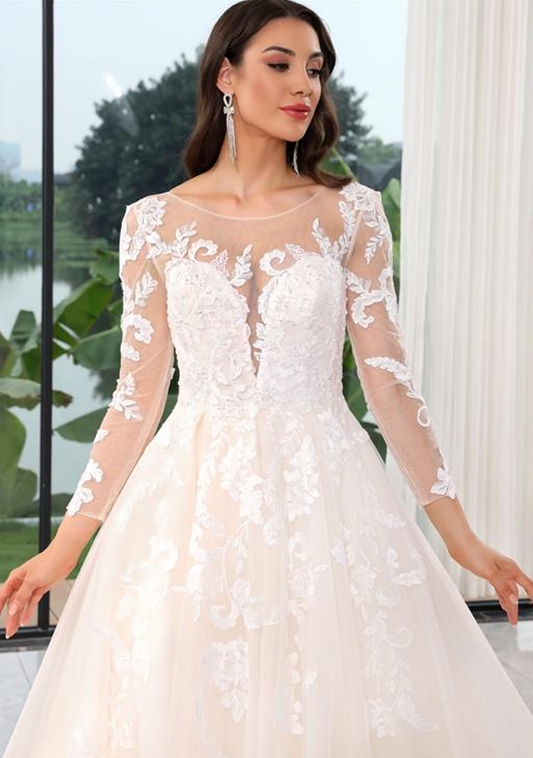 Long Sleeve Glittering Ballgown
