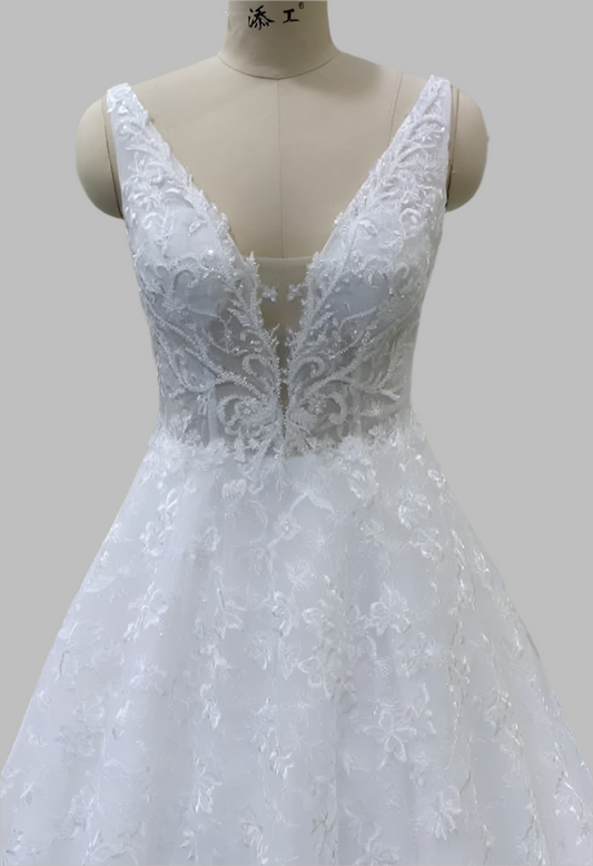 Beaded Lace A-Line Corset Back